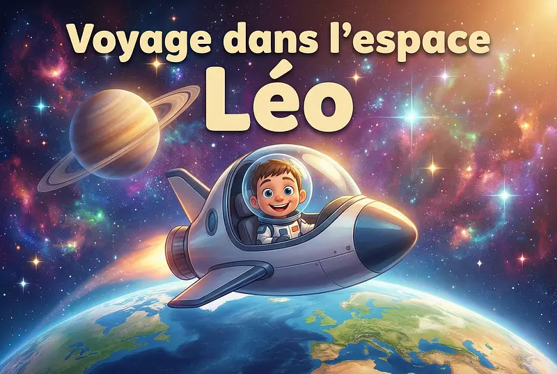 Personalized book cover on theme Space travel