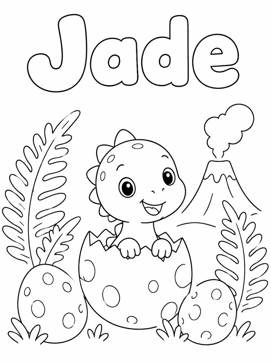 Personalisiertes Ausmalbild Dinosaure mit Namen, Beispiel 2