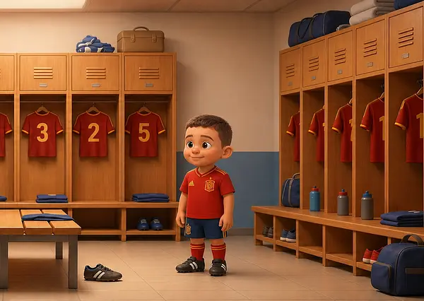 Ilustración de una página interna del libro personalizado sobre Fútbol