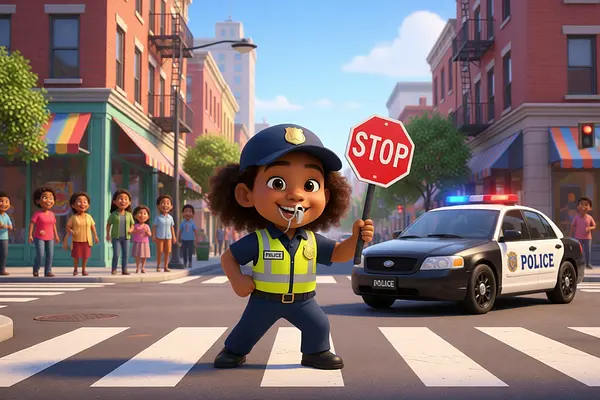 Illustration d'une page interne du livre personnalisé au sujet de Police