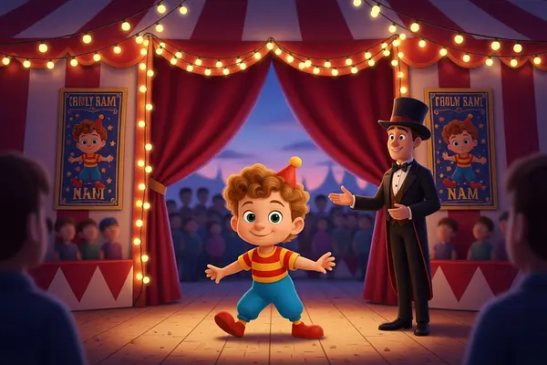 Illustration d'une page interne du livre personnalisé au sujet de Cirque