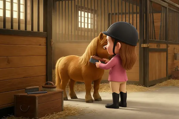 Illustration einer Innenseite des personalisierten Buches zum Thema Reiten