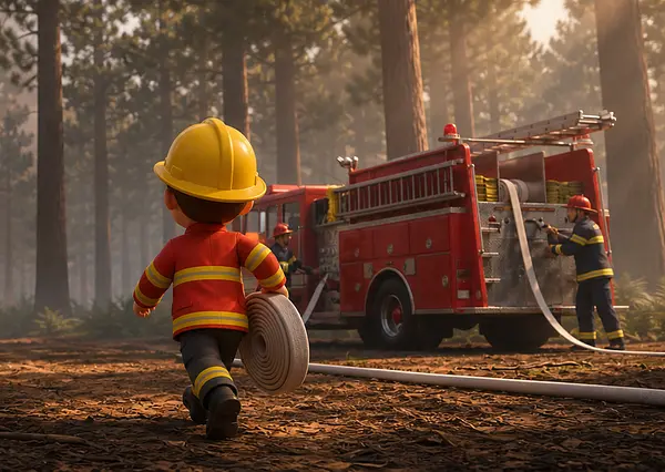 Internal page illustration of personalized book about Firefighters