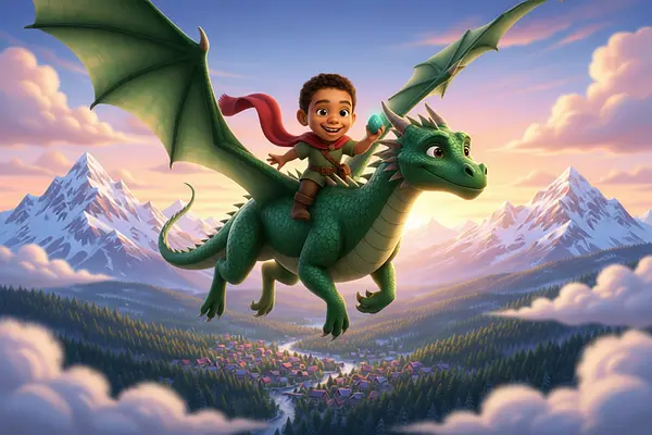 Internal page illustration of personalized book about Dragons