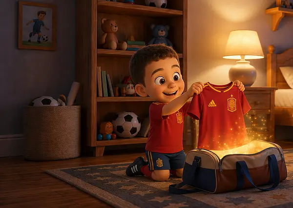 Ilustración de una página interna del libro personalizado sobre Fútbol