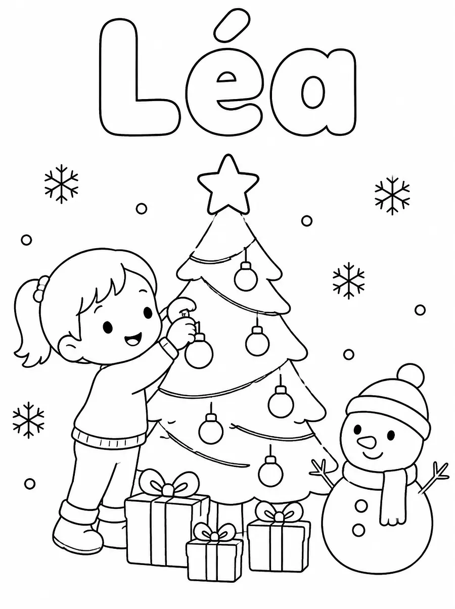 Coloriage Noël personnalisé avec prénom, exemple 4