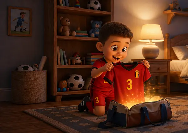 Illustration d'une page interne du livre personnalisé au sujet de Foot