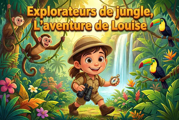 Personalized book cover on theme Jungle explorers