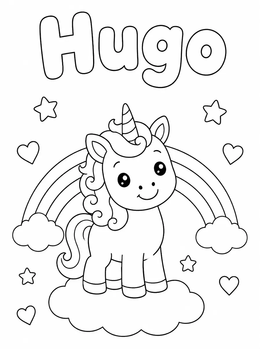 Dibujo de Licorne para colorear personalizado con nombre, ejemplo 3