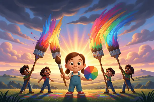 Ilustración de una página interna del libro personalizado sobre Mundo de colores