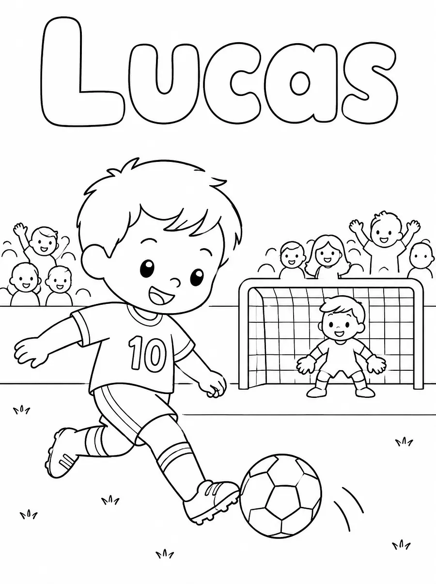 Coloriage Foot personnalisé avec prénom, exemple 2