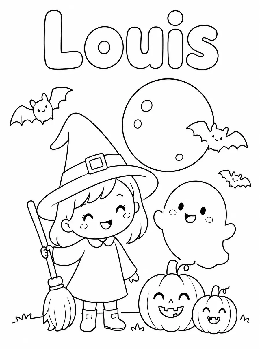 Personalized Halloween coloring page with a name, example 3