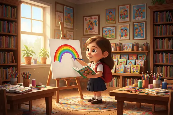 Illustration d'une page interne du livre personnalisé au sujet de École
