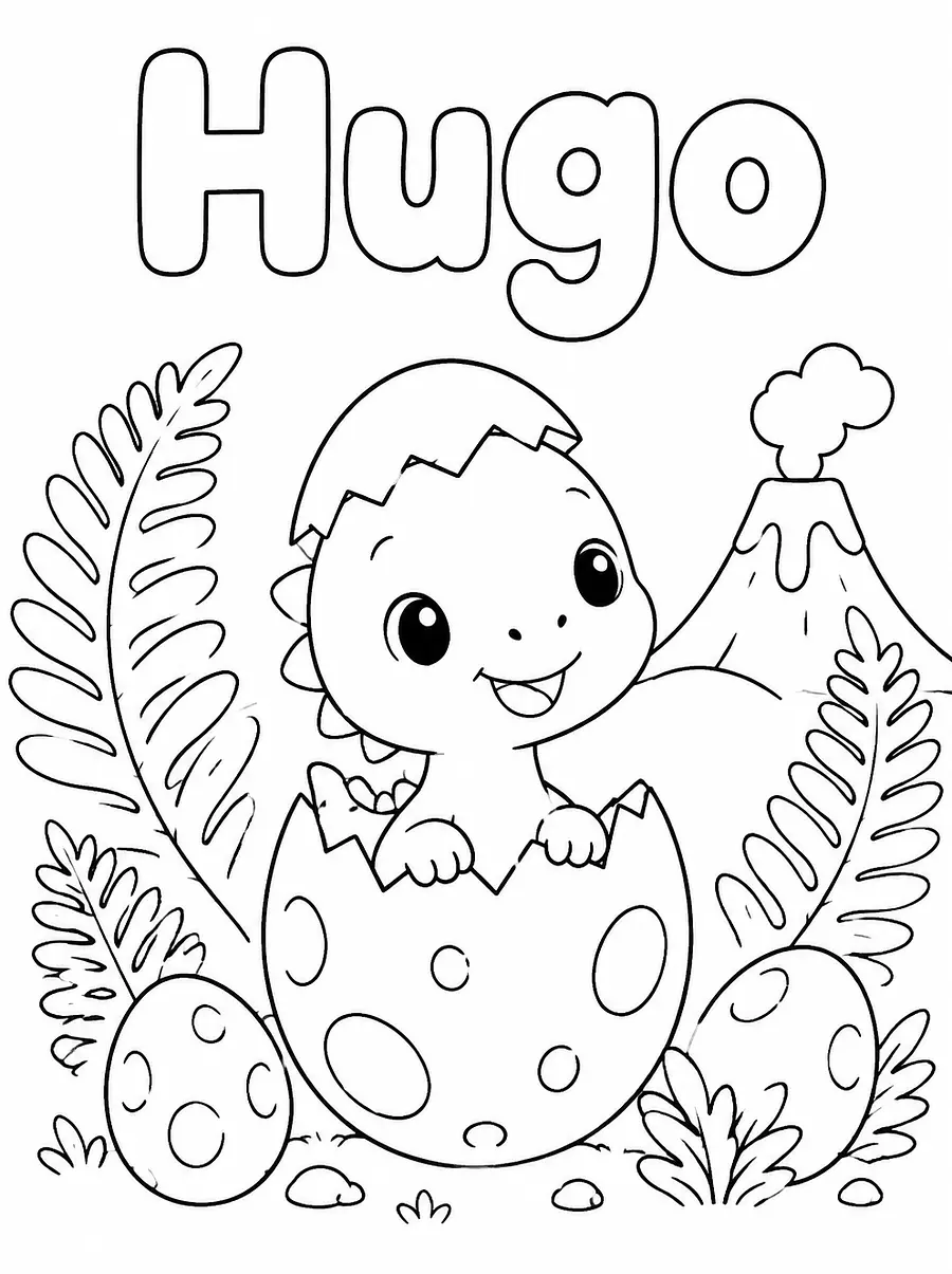 Personalized Dinosaur coloring page with a name, example 3