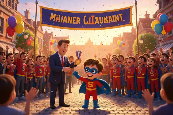 Internal page illustration of personalized book about Superheroes