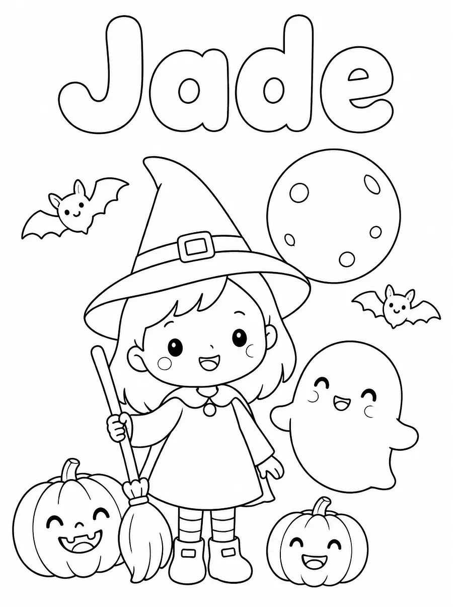 Coloriage Halloween personnalisé avec prénom, exemple 4
