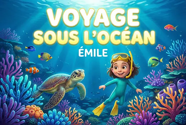 Personalized book cover on theme Journey beneath the ocean