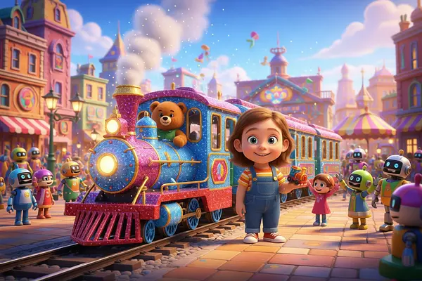 Illustration d'une page interne du livre personnalisé au sujet de Monde des jouets