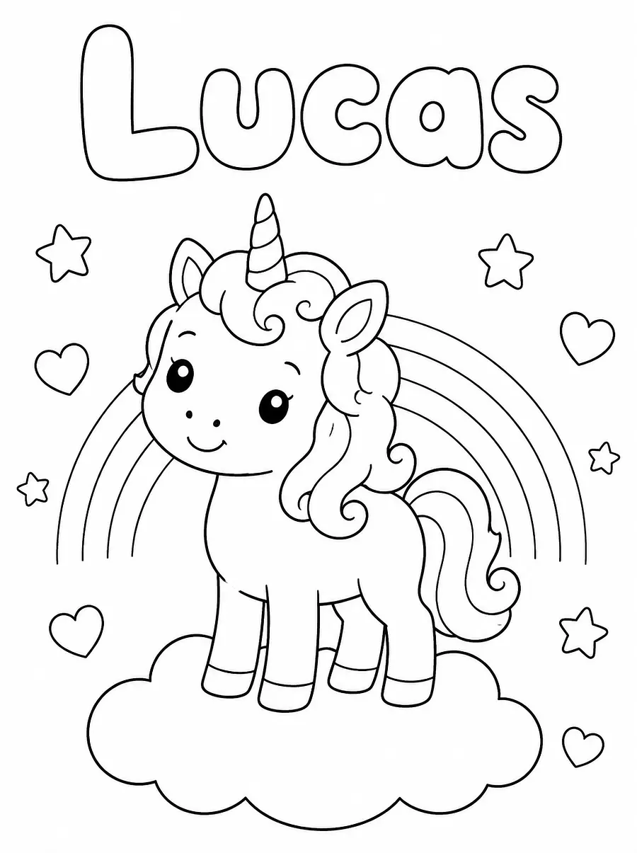 Coloriage Licorne personnalisé avec prénom, exemple 4