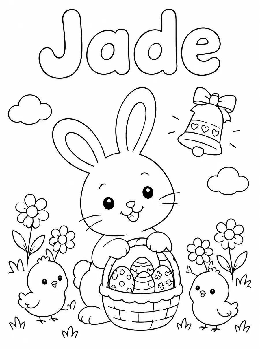 Coloriage Pâques personnalisé avec prénom, exemple 4