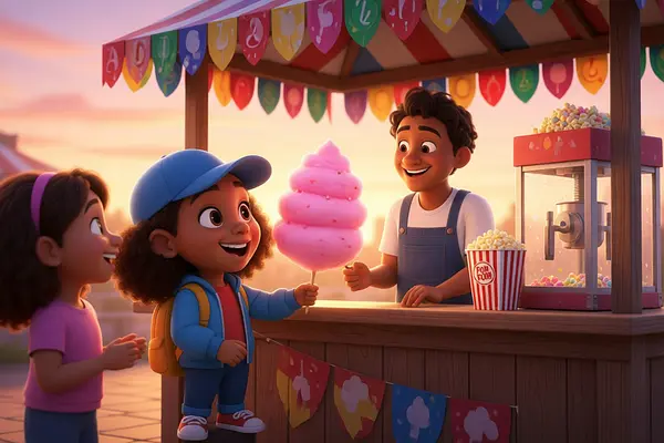 Ilustración de una página interna del libro personalizado sobre Parque de atracciones
