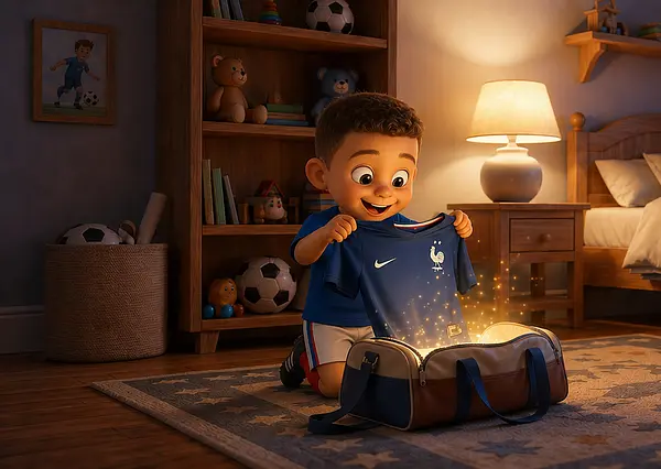 Illustration d'une page interne du livre personnalisé au sujet de Foot