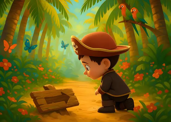Illustration d'une page interne du livre personnalisé au sujet de Pirates