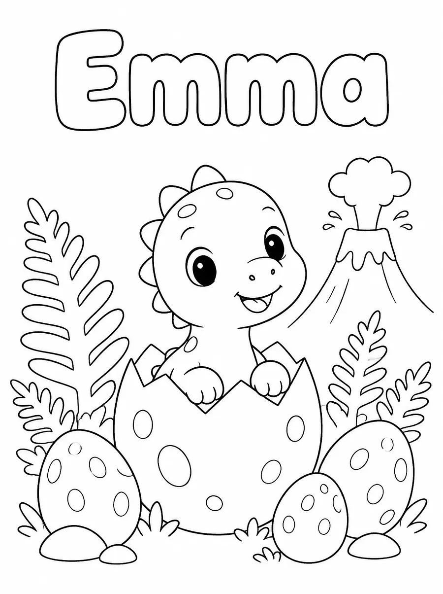 Personalized Dinosaur coloring page with a name, example 4