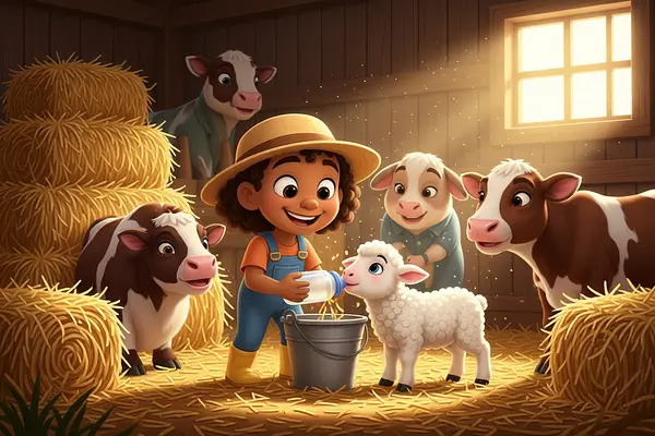 Illustration d'une page interne du livre personnalisé au sujet de Animaux de la ferme
