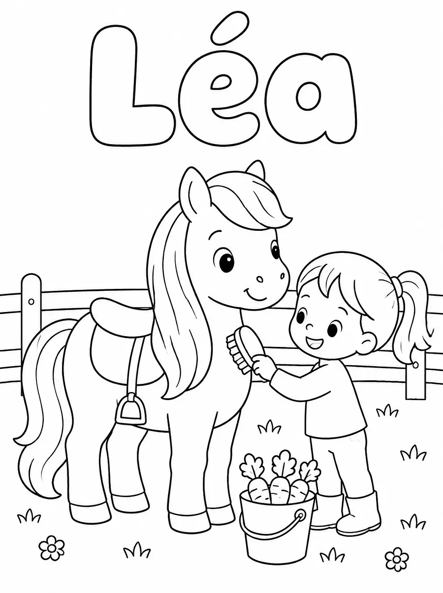 Personalized Horses and ponies coloring page with a name, example 4