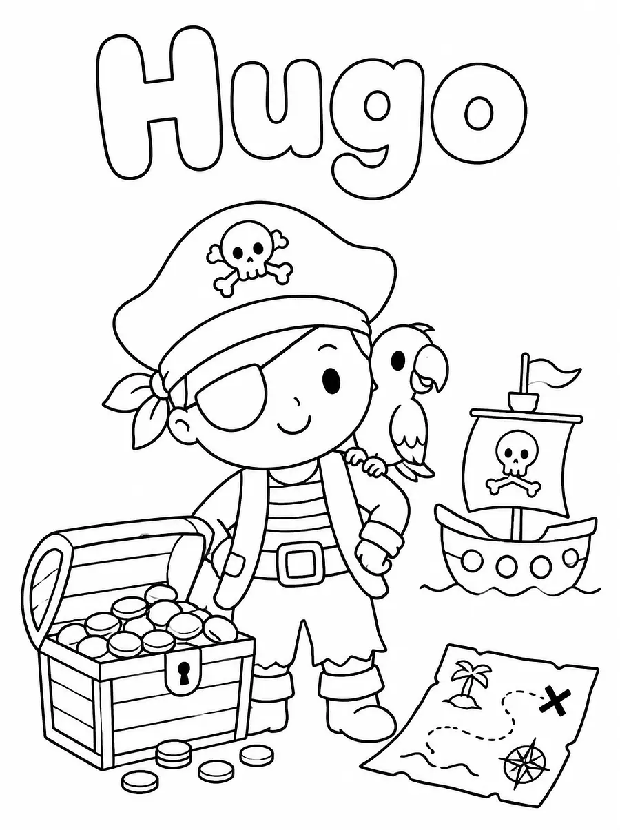 Personalisiertes Ausmalbild Pirate mit Namen, Beispiel 4
