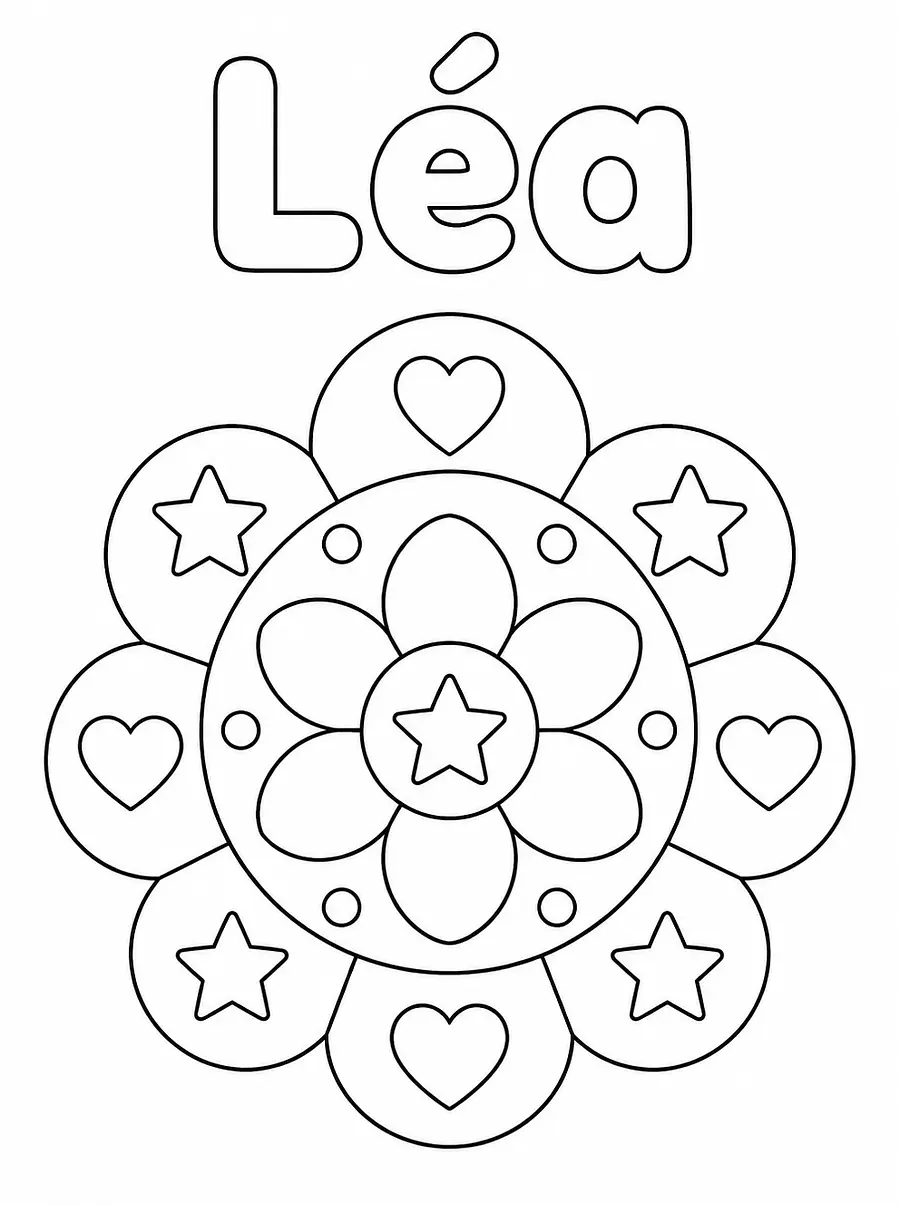 Personalisiertes Ausmalbild Mandala enfant mit Namen, Beispiel 4