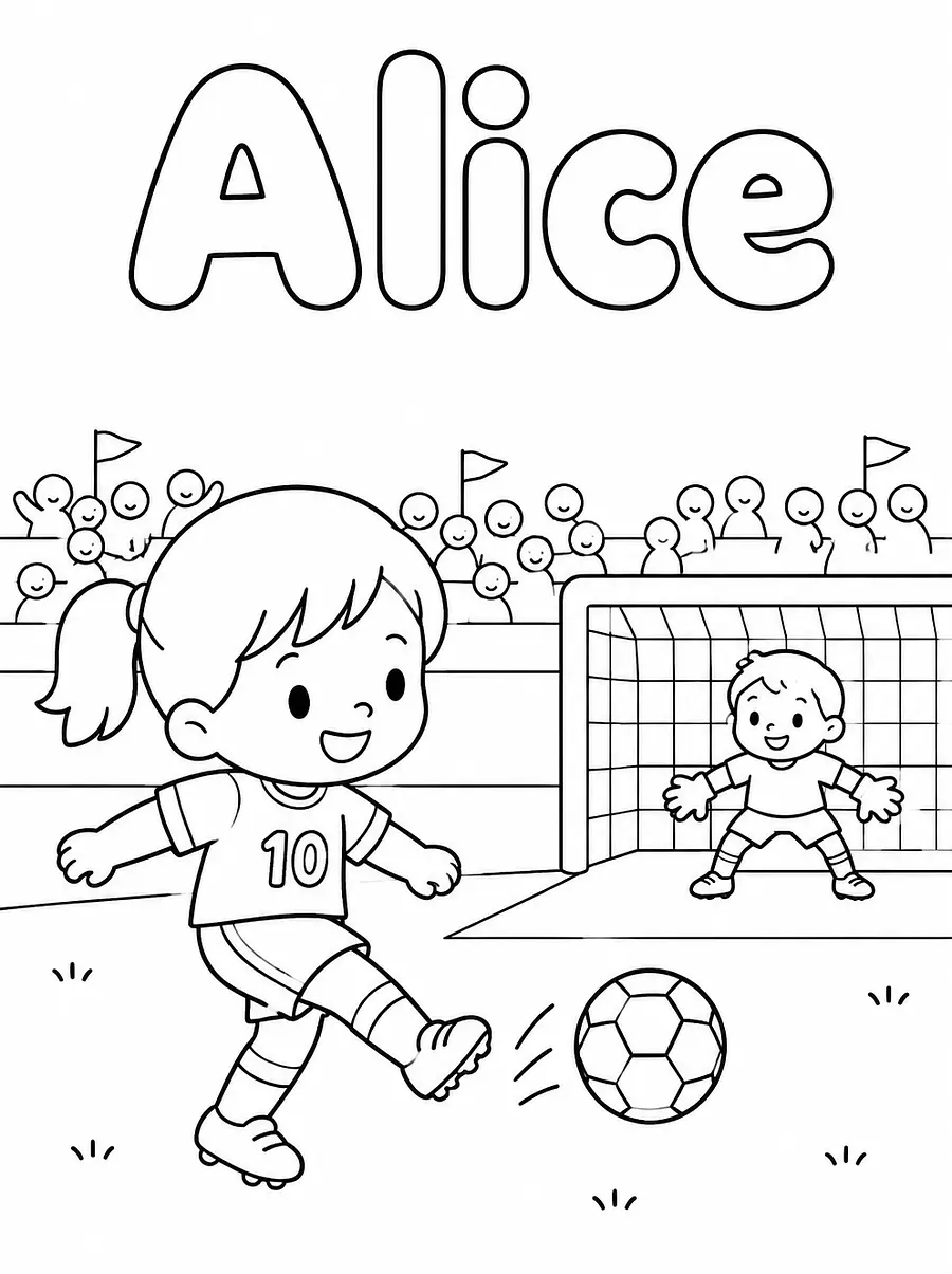 Coloriage Foot personnalisé avec prénom, exemple 3