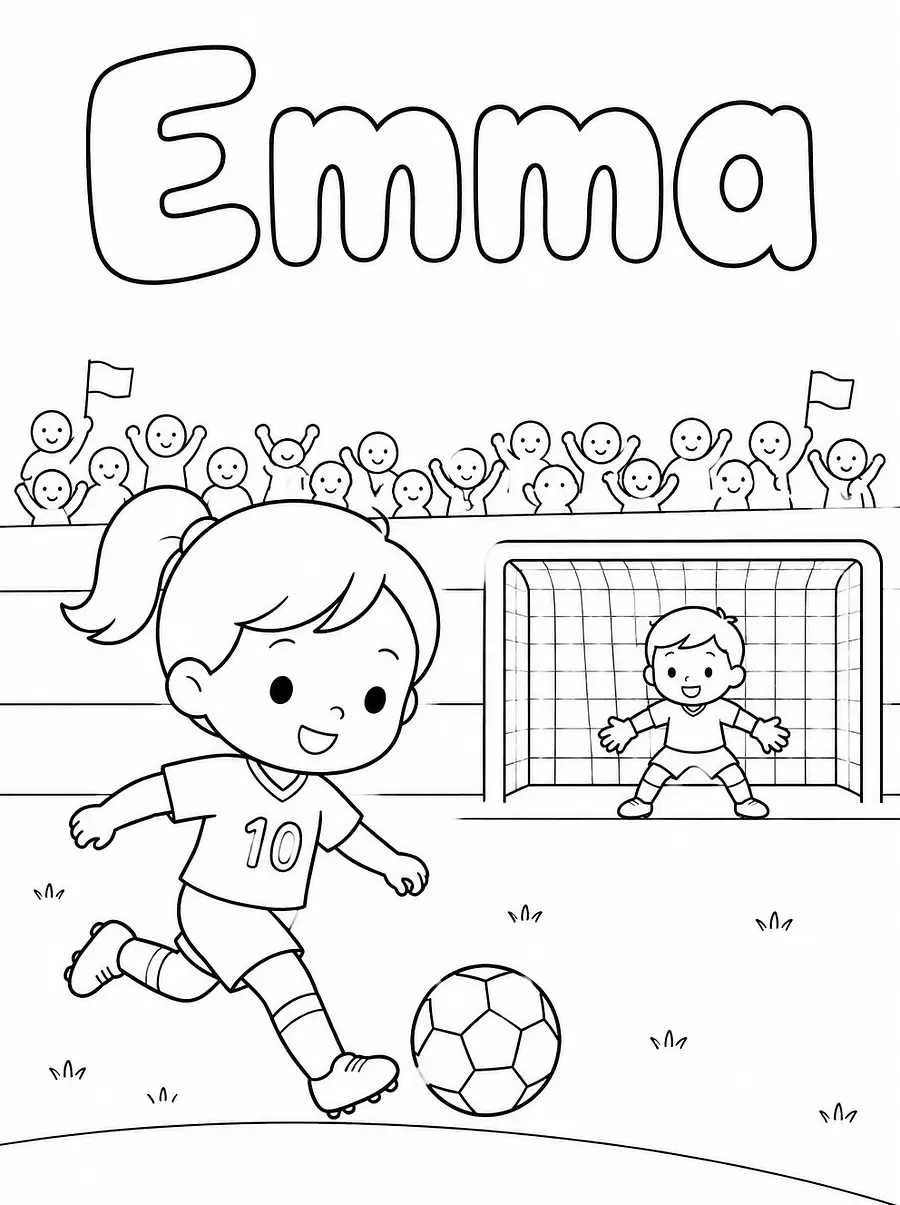 Personalized Soccer coloring page with a name, example 4