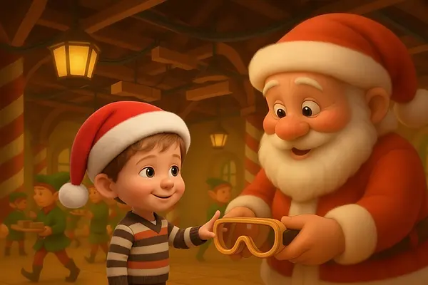 Internal page illustration of personalized book about Christmas tales